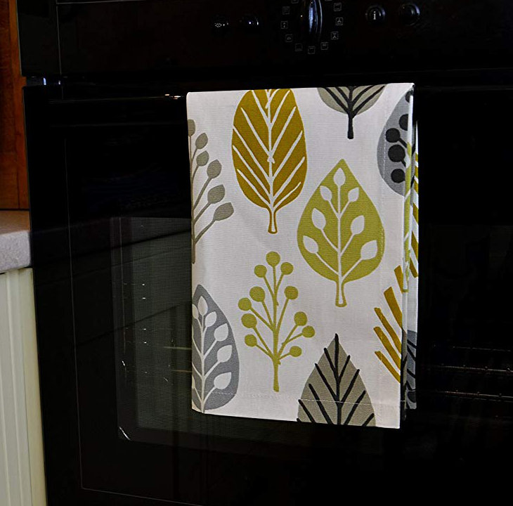 Alexys Cotton Jacquard Kitchen Towel, Ochre Yellow