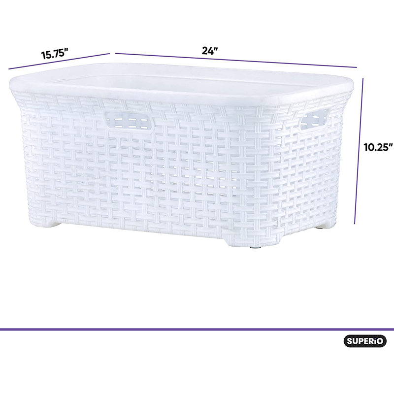 Wicker Laundry Basket, White
