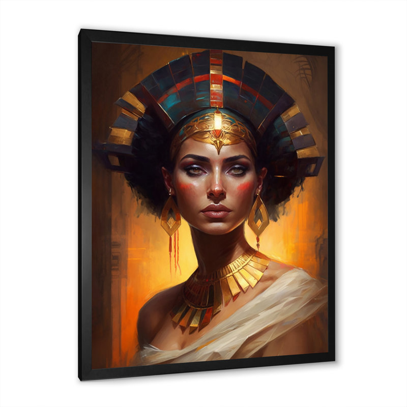 Portrait de la déesse égyptienne I - reproduction sur toile, H 20 po x l 12 po x P 1 po, Impression noire sur toile encadrée