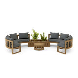 Circular Modular Outdoor 6 - Piece Teak Conversation Set