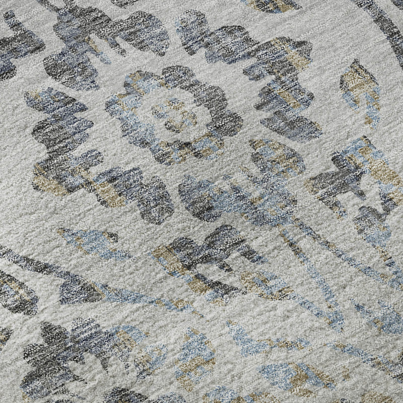 Premium Machine Washable Prisco Gray Rug, Rectangle 10' x 14'