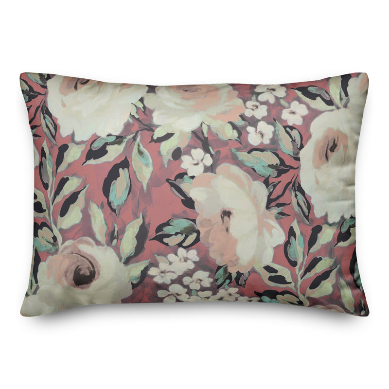 Floral Outdoor Throw Pillow, Pink