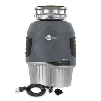 InSinkErator Evolution 1HP with power cord, 1 HP Garbage Disposal, Advanced Series Continuous Feed Food Waste Disposer, EVOLUTION 1HP-1