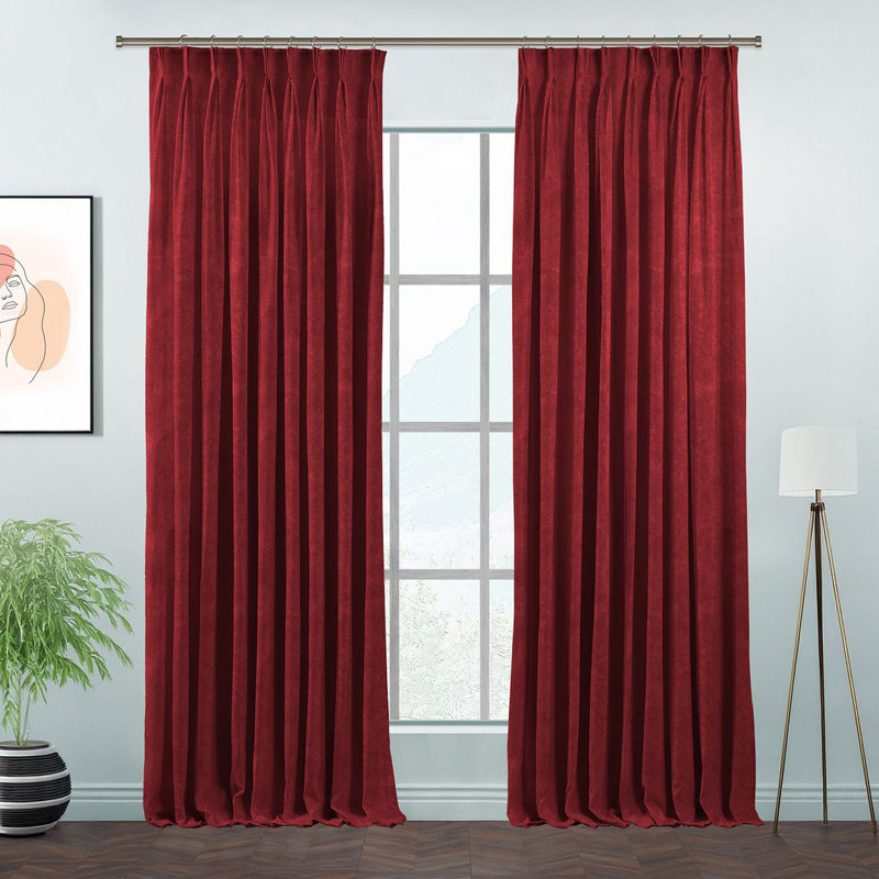 Room Darkening Single Curtain Panel, Burgundy Red, 245 W x 350 D cm