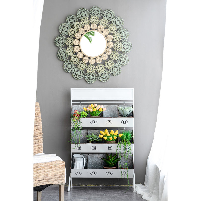 Miroir médaillon en fer forgé élégant et intrigue florale tendance