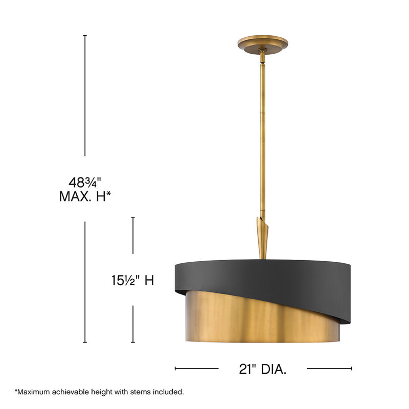 Lustre tambour convertible à trois lumières Fredrick Ramond Gigi