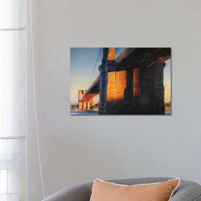Brooklyn Bridge at Sunset 1 Piece Wrapped Canvas Wall Art
