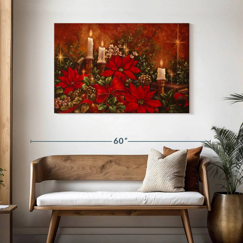 Poinsettia lumineux, H 30 po x l 45 po