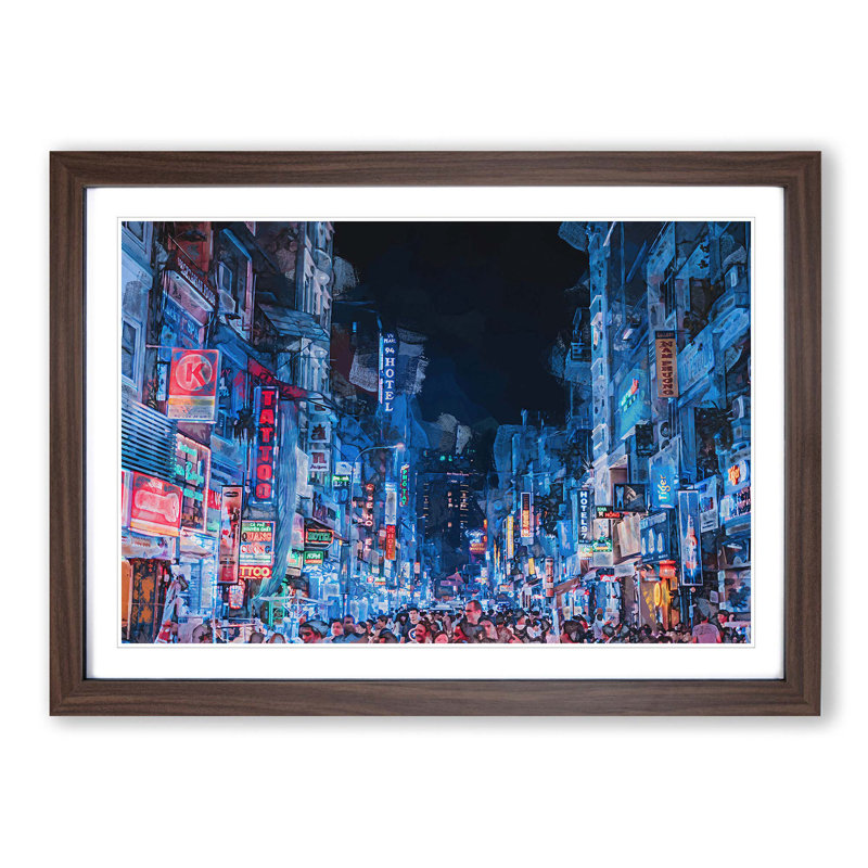 Ho Chi Minh City in Vietnam in Abstract - Picture Frame Graphic Art Print on MDF, Walnut Framed, 27cm H x 36cm W x 2cm D