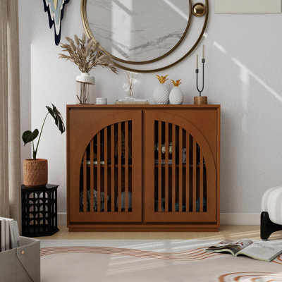 Modern Fluted Sideboard Cabinet, Walnut