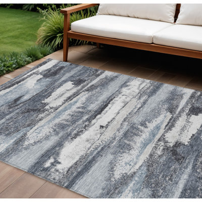 Tapis intérieur lavable abstrait gris et argent 9 pi x 12 pi