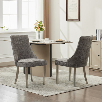 Chaises d'appoint rembourrées confortables (2 pièces) - Dossier haut, pieds courbés en bois massif