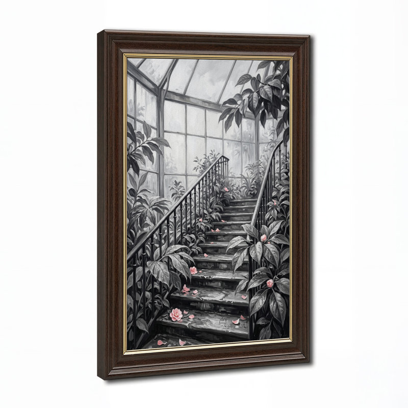 Art mural sur toile en escalier monochrome avec serre, H 24 po x l 16 po