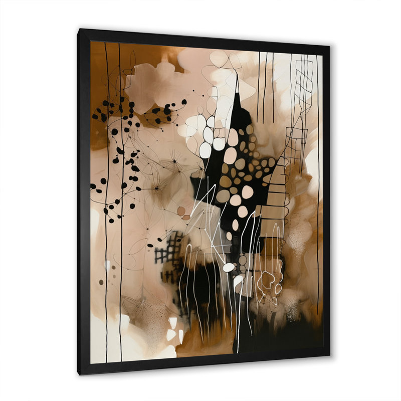 Brun et noir, liberté artistique II - art mural abstrait, salon, H 32 po x l 24 po, Cadre photo noir