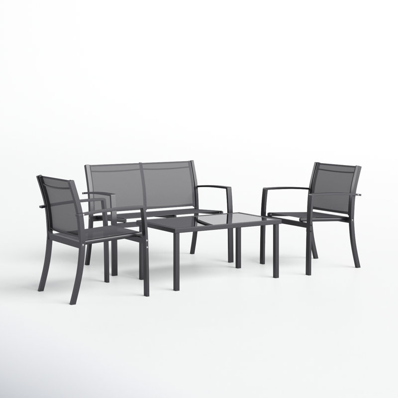 Arantxa 4 - Person Patio Conversation Set, Gray