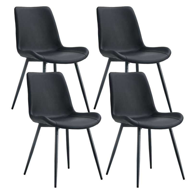 Chaise d'appoint en similicuir (ensemble de 4), Noir
