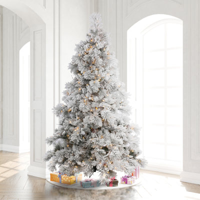 Vickerman Flocked Alberta Artificial Christmas Tre Lighted Artificial Spruce Christmas Tree
