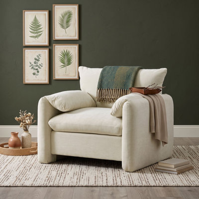 Modern Oversized Chenille Accent Chair with Comfortable Back, Cushion, Contemporary Lounge Chair for Living Room