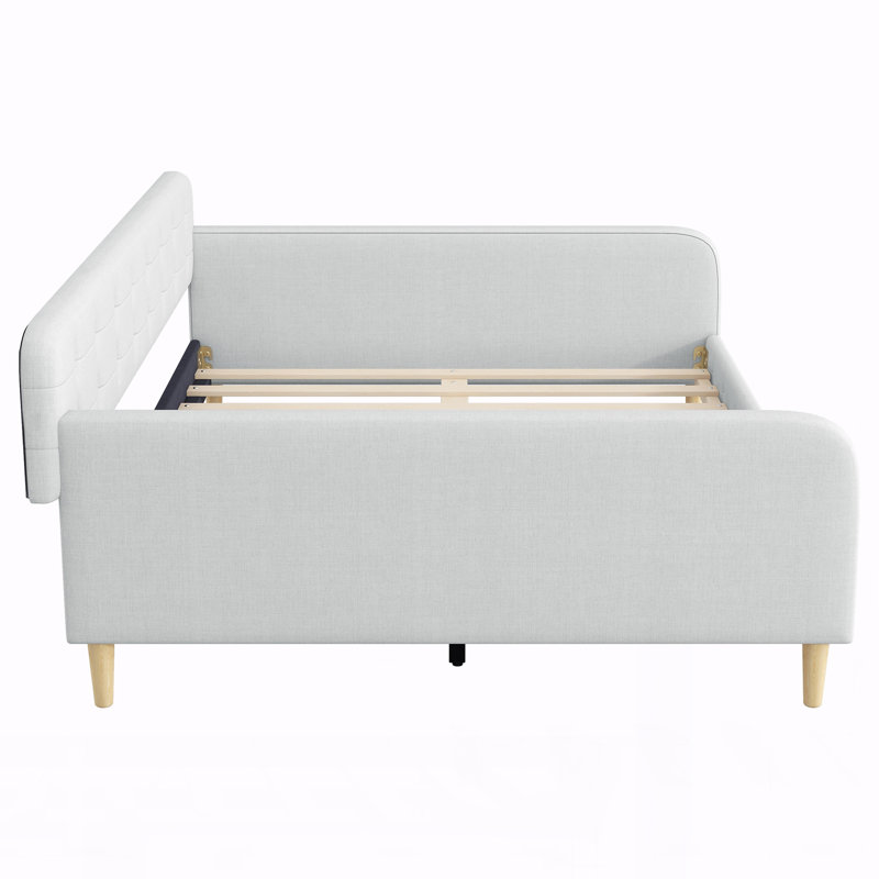 Queen Size Upholstered Daybed with 4 Support Legs, Beige