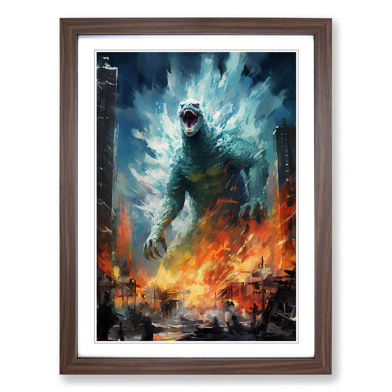 Godzilla Impressionism - Framed Print