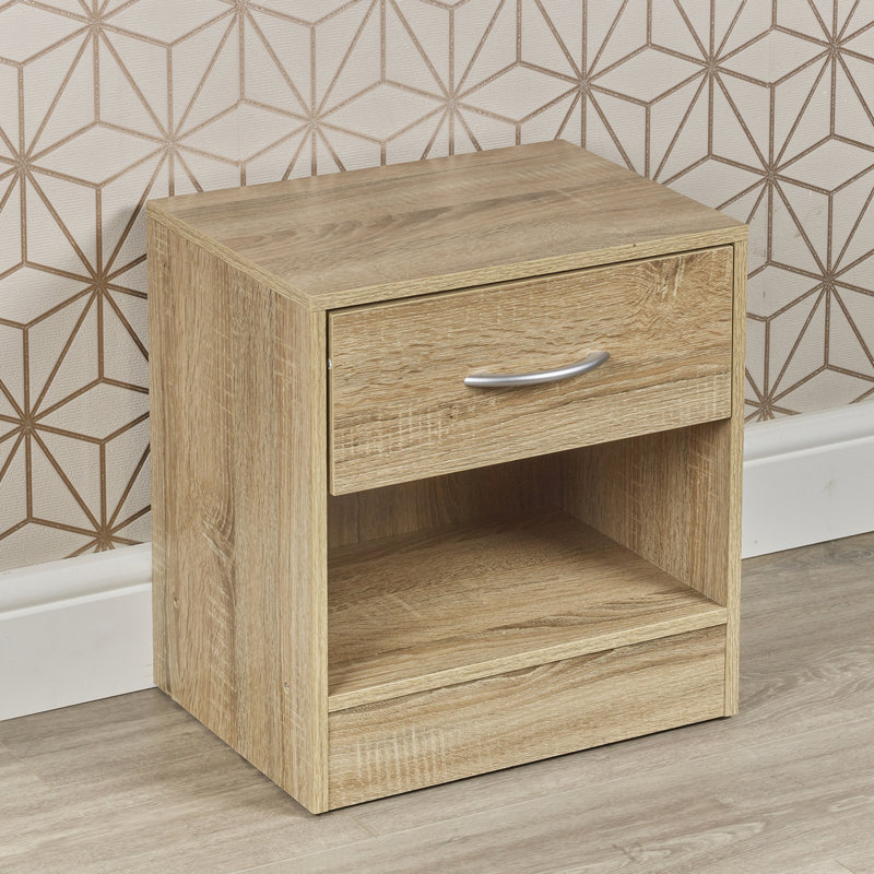 Antona 39 cm W Bedside Table, Anthracite Oak