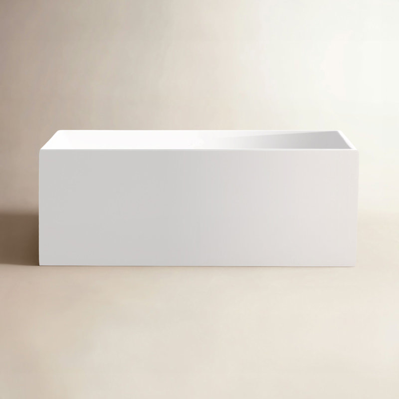 Chloe 59" x 30" Freestanding Soaking Bathtub, White/Matte Black