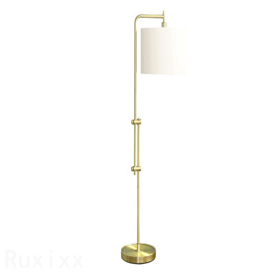 Lighting, H 63 po, lampe sur pied, laiton métallique, abat-jour ivoire / crème, contemporain