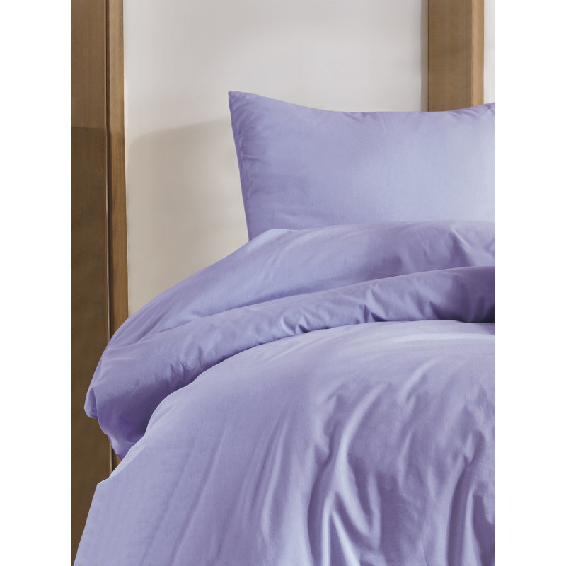 Cotton Blend 3 pieces Duvet Cover Set, Queen Duvet Cover + 2 Shams, Lilac