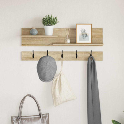 Wall-Mounted Coat Rack With Shelf 90 X 15 X 36 Cm