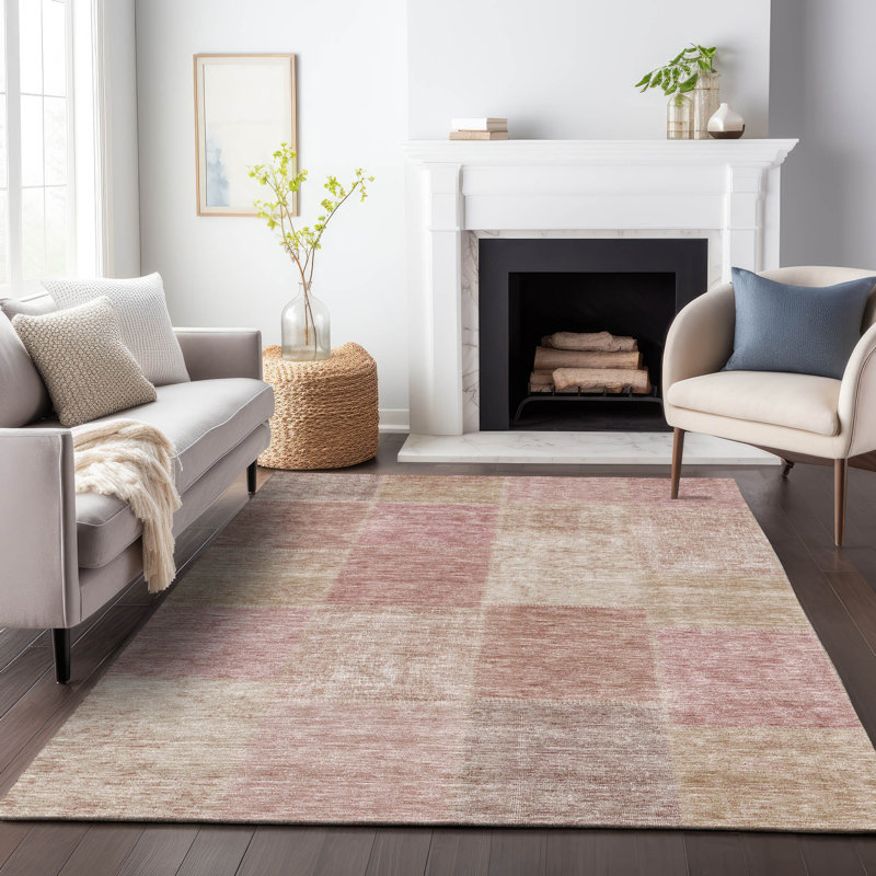 Premium Machine Washable Prisco Blush Rug, Rectangle 2'6" x 3'10"