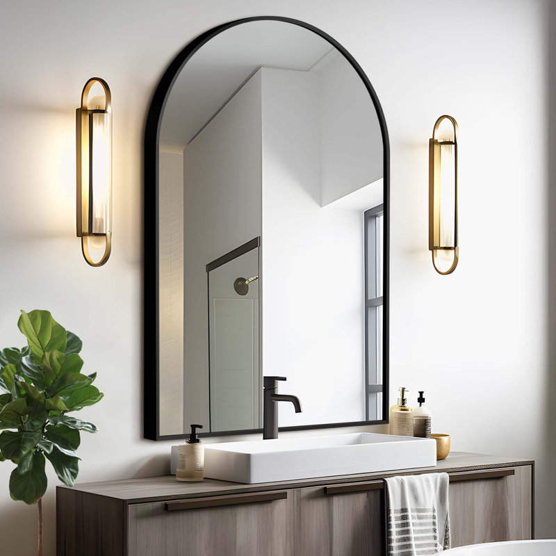 Miroir de salle de bain Apte, Noir, Individuel, 71 po x 31 po