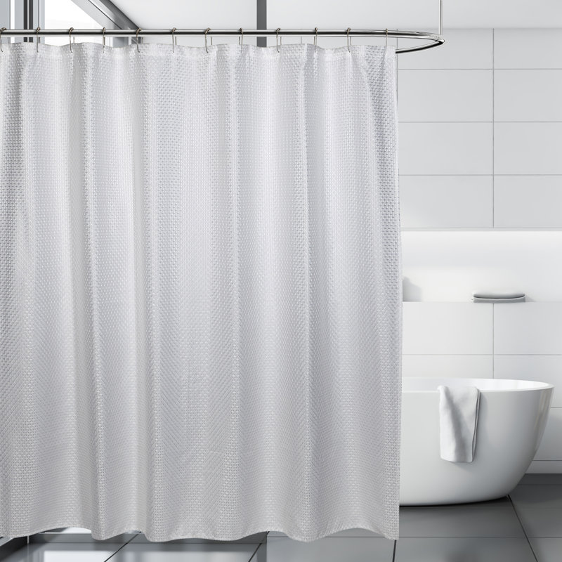 Tissu de douche gris cuertain Asisha, Blanc