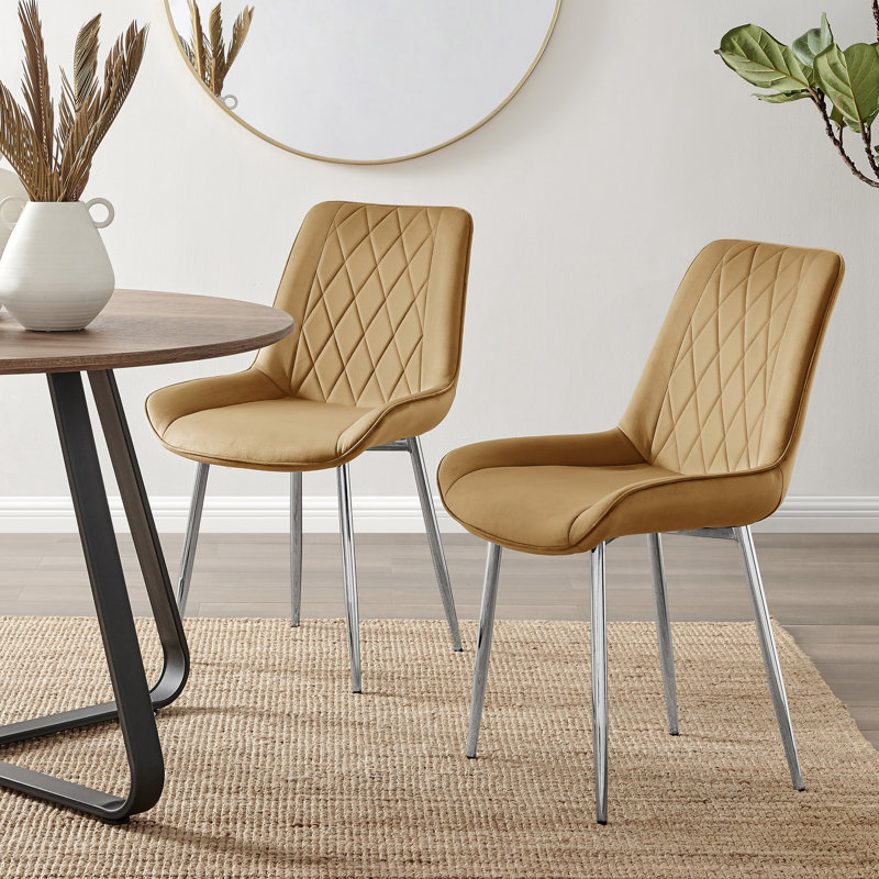 Chaises de salle à manger Simsbury, Argent argent, Moutarde