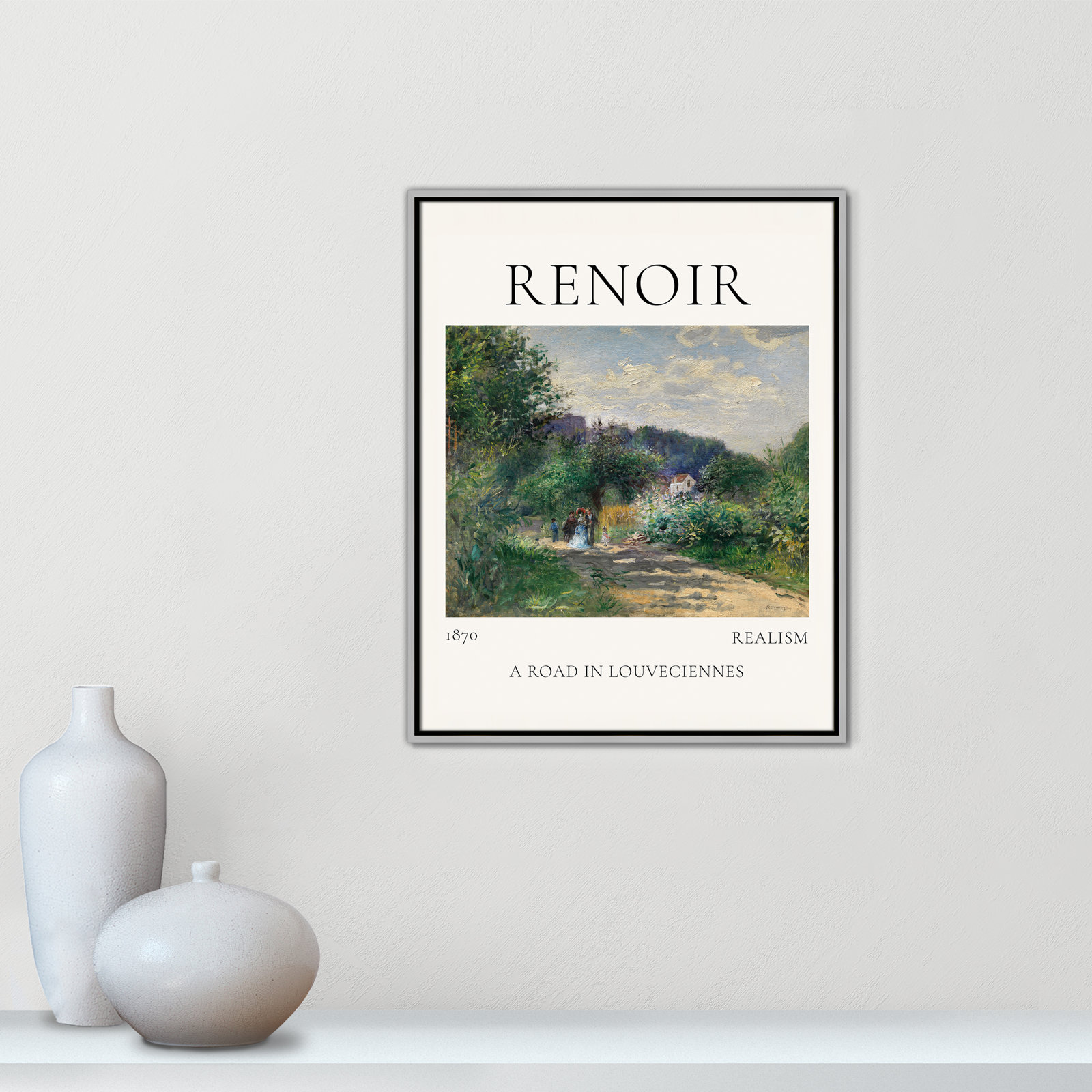 Old Masters Collection "A Road in Louveciennes" Print, Silver Floater Frame, No, 29.5" H x 23.5" W x 2" D