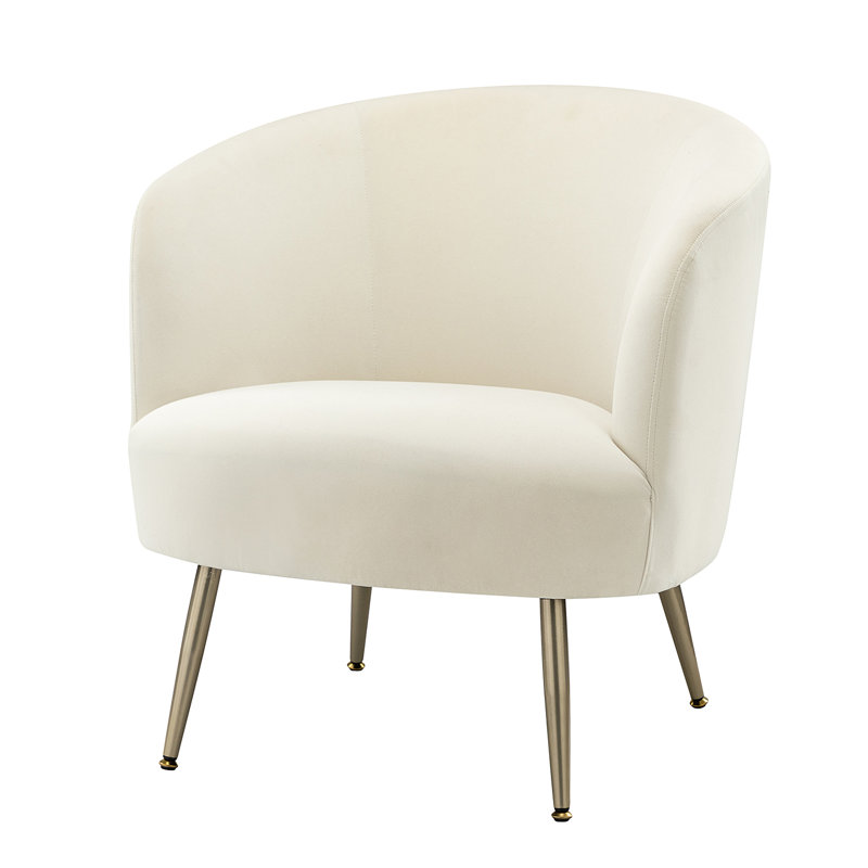 Fauteuil demi-tonneau Dian, Velours ivoire