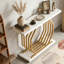 Faux Marble Console Table Accent Sofa Table with Geometric Metal Base-1081223926
