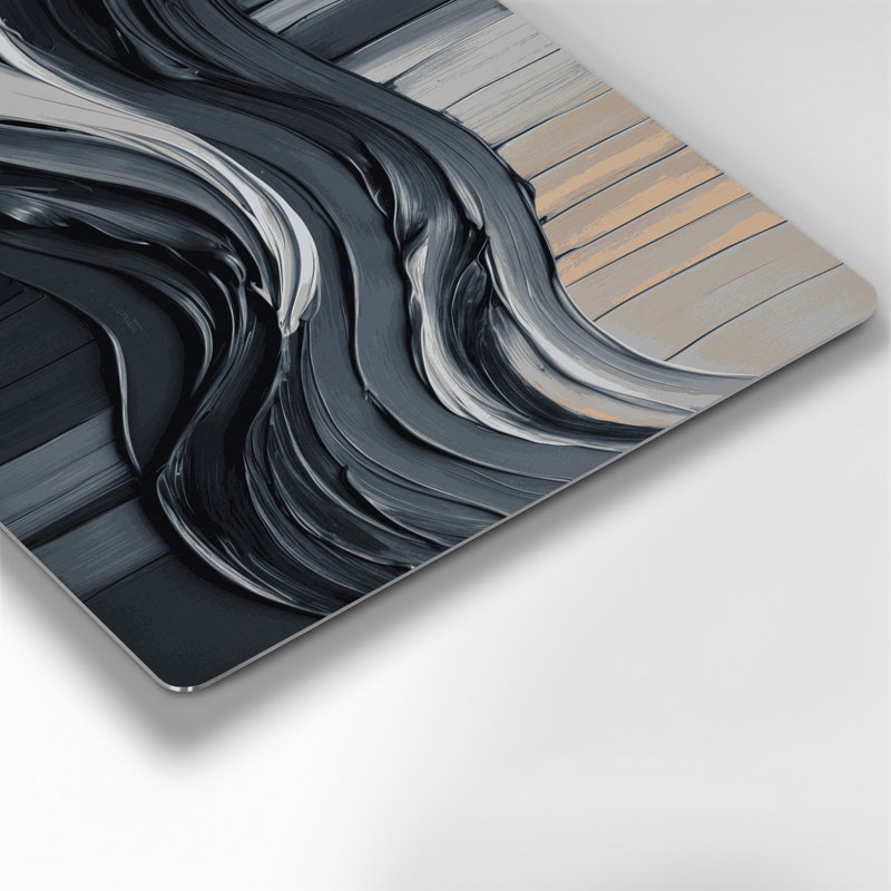 Art mural horizontal en métal rayé horizontal gris foncé