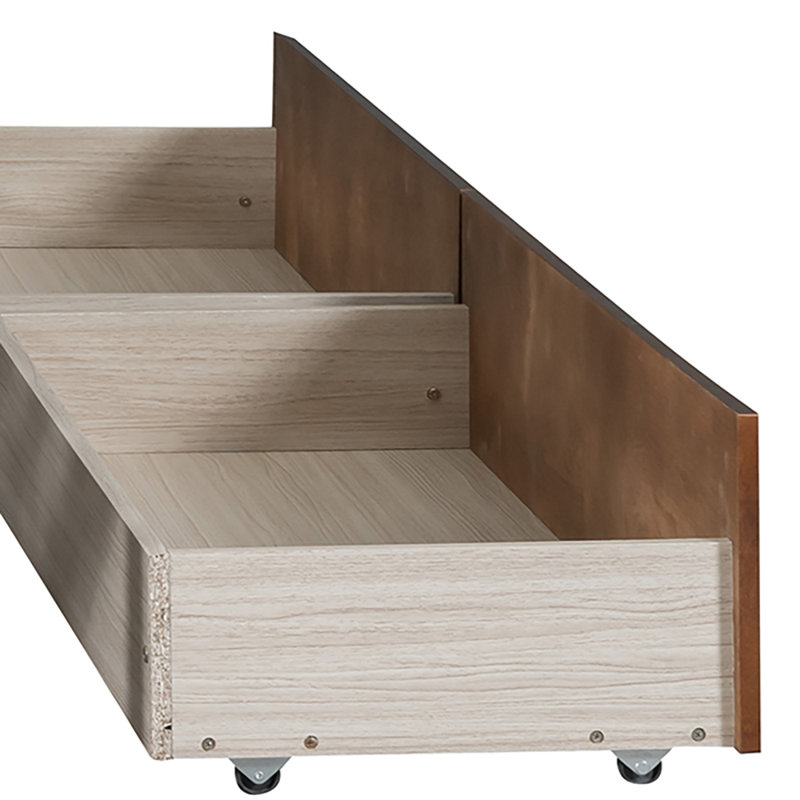Kallel Daybed with Two Drawers and Guardrails, Walnut, Full/Double