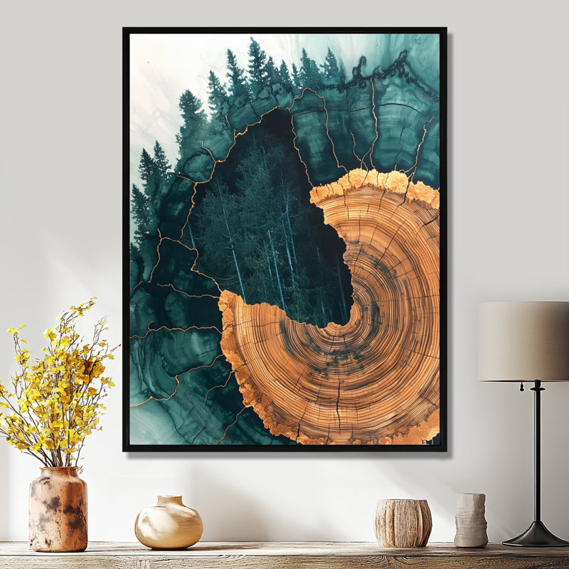 Geovana forêt émeraude ondule à travers les bois I - forêt décoration murale, H 20 po x l 12 po, Noir