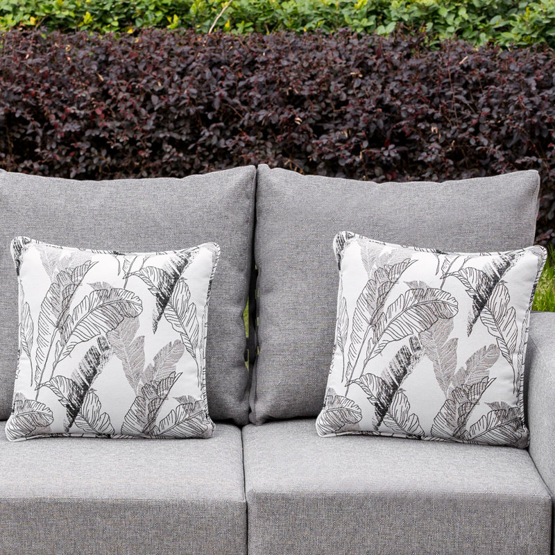 Housse de coussin d'extérieur carré et insert (ensemble de 2), Blanc/Noir