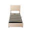 Lit plateforme tapissier simple avec système de rangement hydraulique, beige