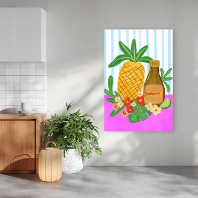 Jamaican Rum Pineapple Colorful Vibrant Abstract Fruit Summer Wall Art Print