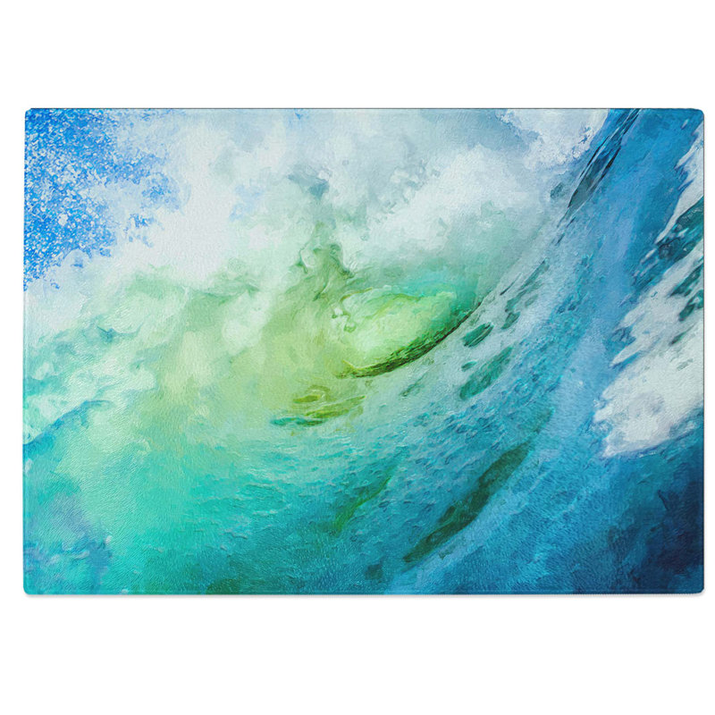 Tempered Glass The Curl of a Wave in Abstract Chopping Board, 39 cm W x 28.5 cm L