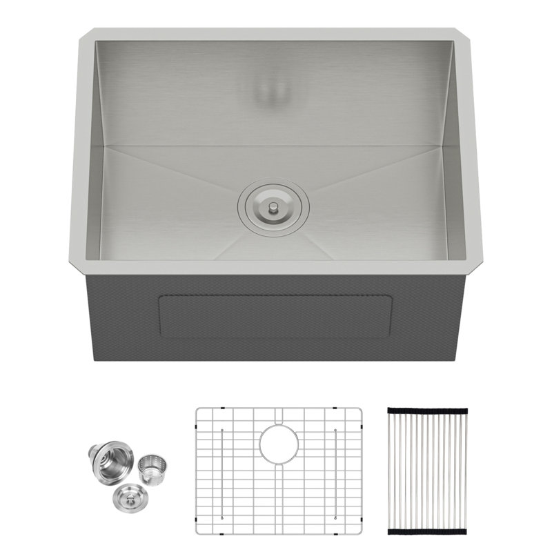 Laundry Sink 24 Inch - 24X18x12 Inch Undermount Laundry Utility Sink Deep Single Bowl 16 Gauge Stainless Steel Laundry Tub Sinks