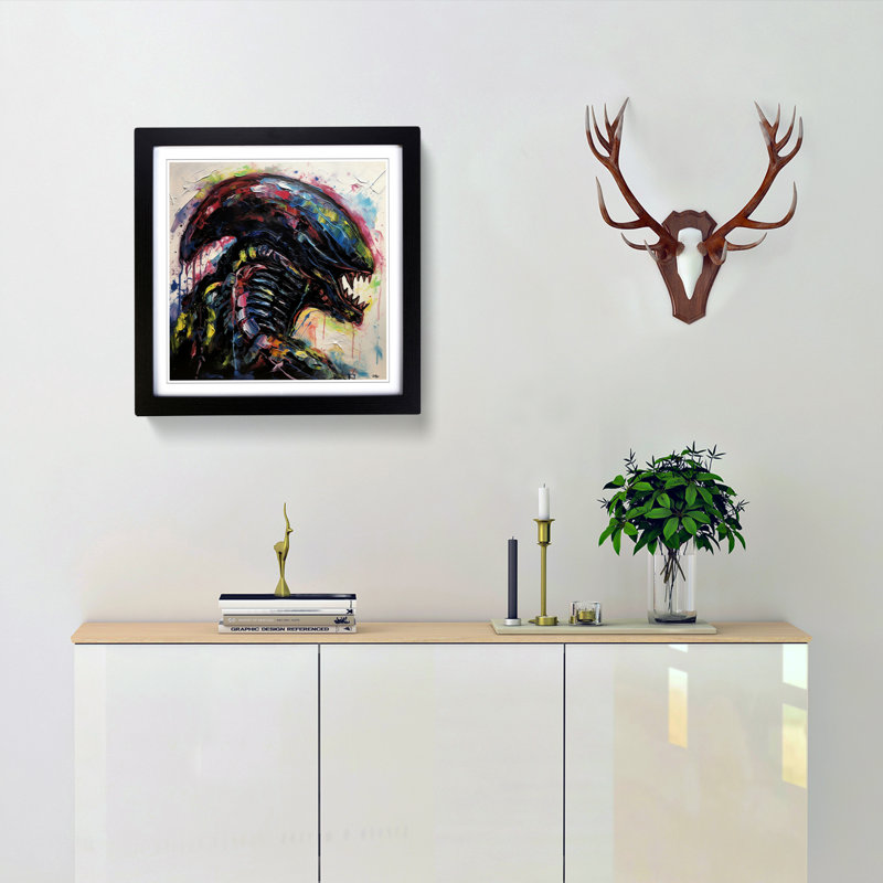 Single Picture Frame Print on Wood, Black