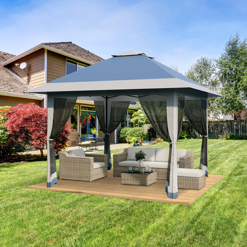 13x13FT Pop-Up Gazebo w/ Mosquito Netting - Height-Adjustable Canopy, UPF 50+ Sun & WaterProof, Rustproof Steel Frame, Tool-Free Setup, Perfect for Patio/BY Parties, Weddings, Dining - Includes Carry Bag