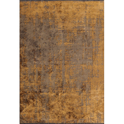 Tapis orange / noir à motif abstrait de luxe