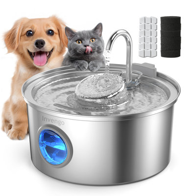 Cat Water Fountain Stainless Steel, 108oz/3.2L Pet Fountain,6 Filter