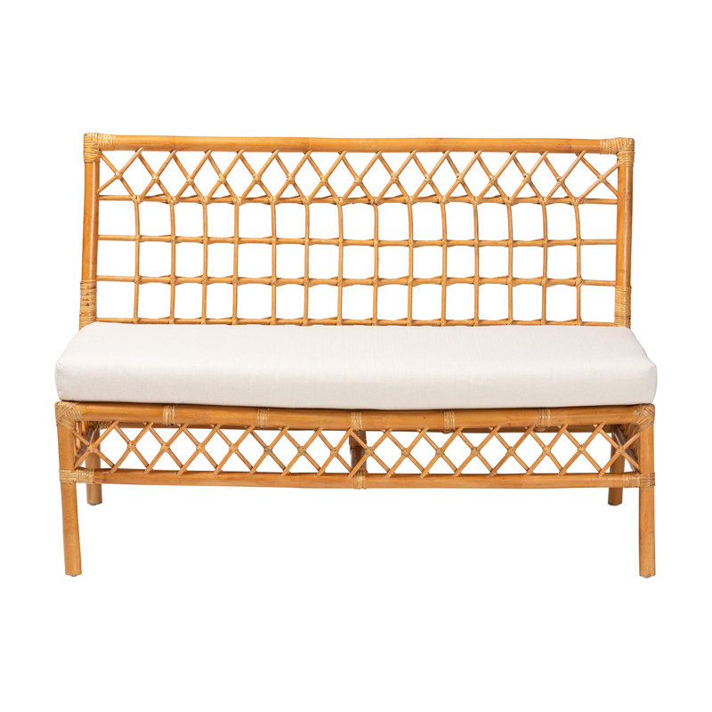 Capella Honey Rattan Bohemian Dining Bench with Cushion