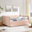 Lit de jour double en vichy double avec couchette simple sans sommier, avec port USB et adorable tissu en forme de vague-1983427196